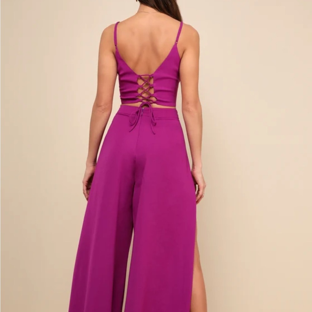 Lulu’s Out Tonight Magenta Two-Piece Jumpsuit Size M - Picture 3 of 8